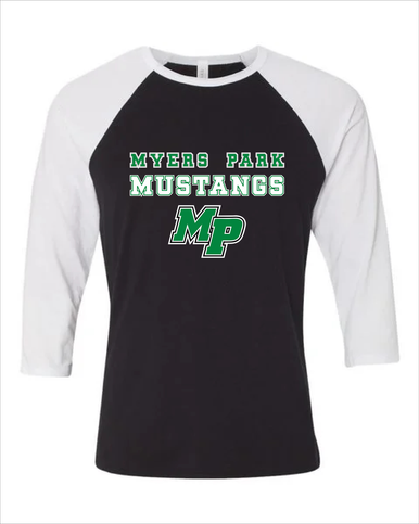 Myers Park Mustangs Script MP Spirit Men's Baseball T-Shirt