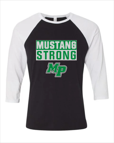 Myers Park Mustangs Script MP Strong #1 Women's Baseball T-Shirt