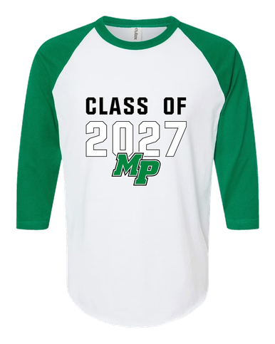 Myers Park Mustangs Script MP Class of 2027 Men's Baseball T-Shirt
