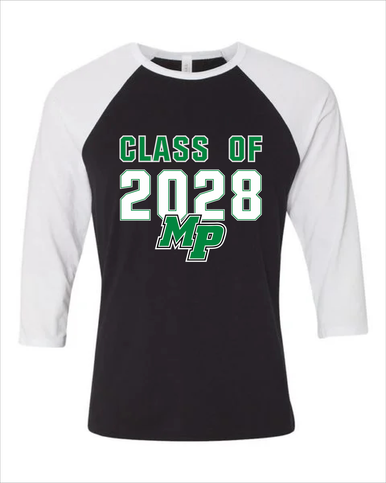 Myers Park Mustangs Script MP Class of 2028 Men's Baseball T-Shirt
