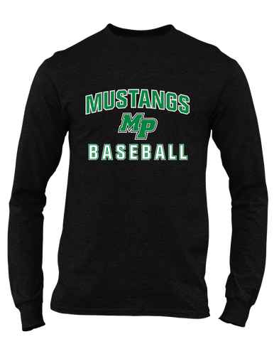 Myers Park Mustangs Script MP Baseball #1 Men's LS T-Shirt