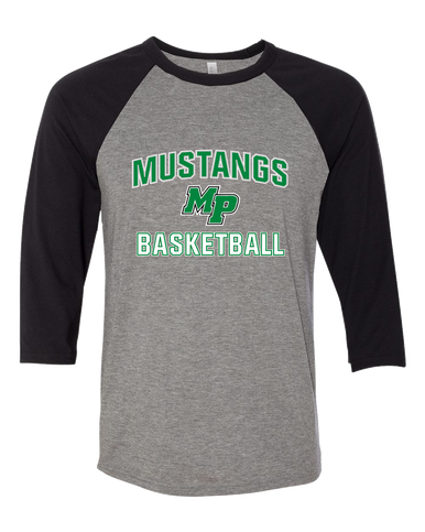 Myers Park Mustangs Script MP Basketball #1 Men's Baseball T-Shirt