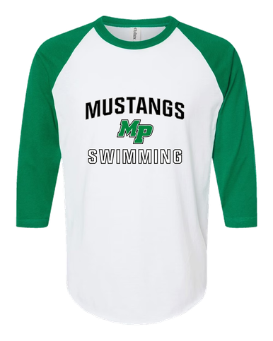 Myers Park Mustangs Script MP Swimming Men's Baseball T-Shirt