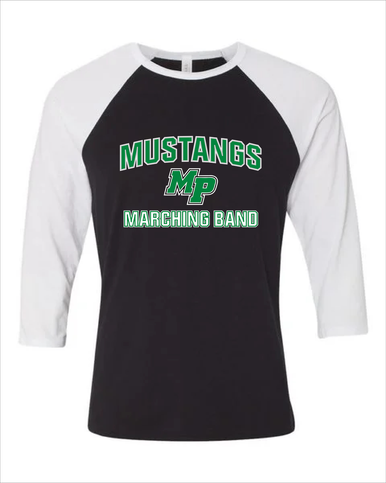 Myers Park Mustangs Script MP Marching Band Men's Baseball T-Shirt