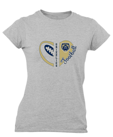Los Osos Grizzlies Heart Football Women's SS T-Shirt
