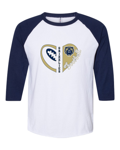 Los Osos Grizzlies Heart Football Women's Baseball T-Shirt