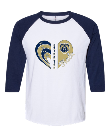 Los Osos Grizzlies Heart Track Women's Baseball T-Shirt