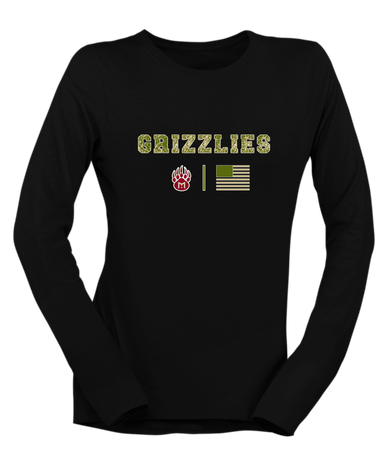 Mission Hills Grizzlies Camo Flag Women's Premium LS T-Shirt