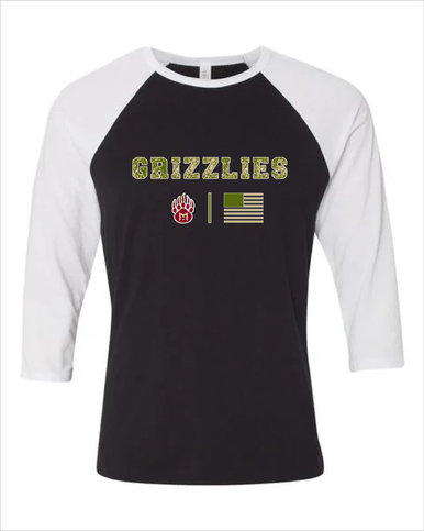 Mission Hills Grizzlies Camo Flag Women's Baseball T-Shirt