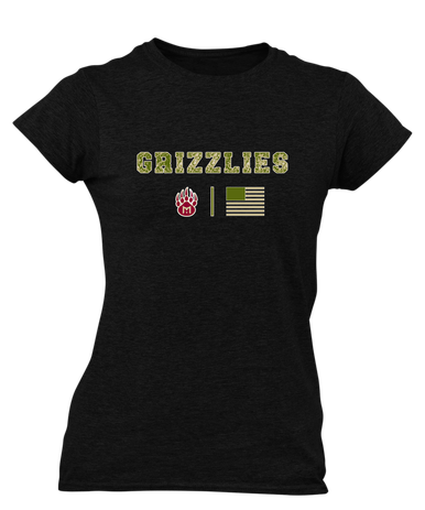 Mission Hills Grizzlies Camo Flag Women's SS T-Shirt