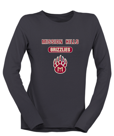Mission Hills Grizzlies Mascot #3 Women's LS T-Shirt