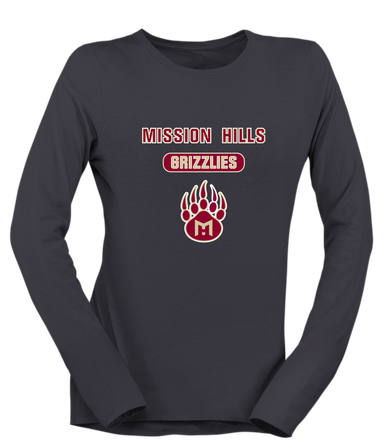 Mission Hills Grizzlies Mascot #3 Women's Premium LS T-Shirt