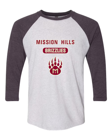 Mission Hills Grizzlies Mascot #3 Women's Baseball T-Shirt