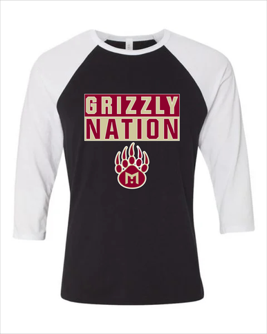 Mission Hills Grizzlies Nation #1 Men's Baseball T-Shirt
