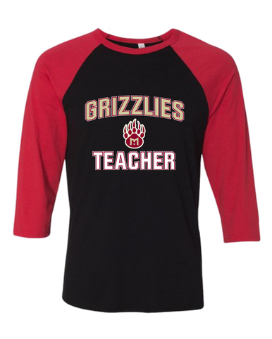 Mission Hills Grizzlies Teacher Women's Baseball T-Shirt