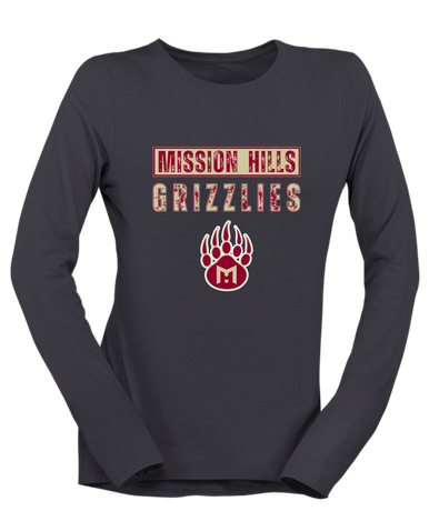 Mission Hills Grizzlies Mascot #9 Women's LS T-Shirt