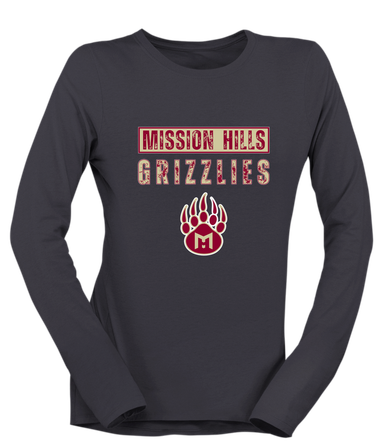 Mission Hills Grizzlies Mascot #9 Women's Premium LS T-Shirt