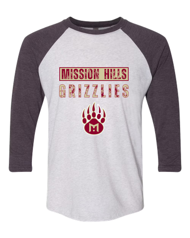 Mission Hills Grizzlies Mascot #9 Men's Baseball T-Shirt