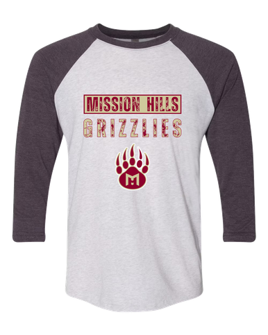 Mission Hills Grizzlies Mascot #9 Women's Baseball T-Shirt
