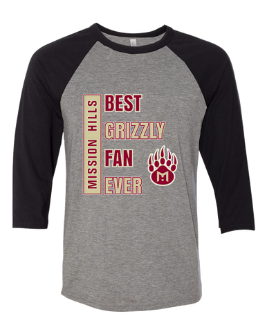 Mission Hills Grizzlies Best Grizzly Fan Women's Baseball T-Shirt
