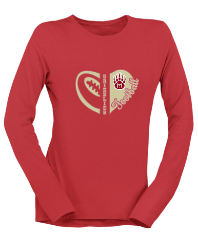 Mission Hills Grizzlies Heart Football Women's LS T-Shirt