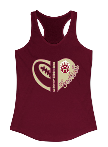 Mission Hills Grizzlies Heart Football Women's Tank Top