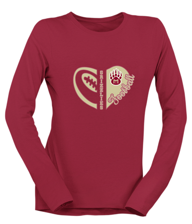 Mission Hills Grizzlies Heart Football Women's Premium LS T-Shirt