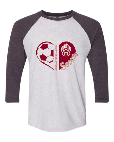 Mission Hills Grizzlies Heart Soccer Women's Baseball T-Shirt