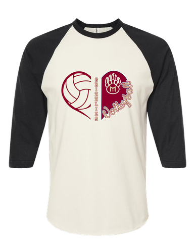 Mission Hills Grizzlies Heart Volleyball Women's Baseball T-Shirt