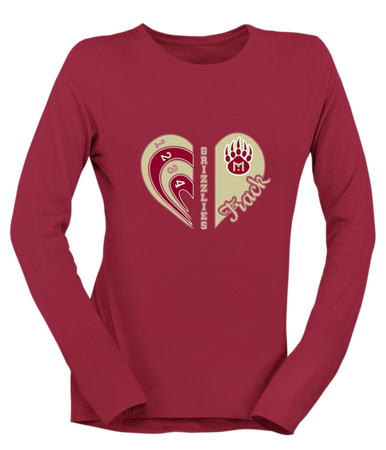 Mission Hills Grizzlies Heart Track Women's Premium LS T-Shirt