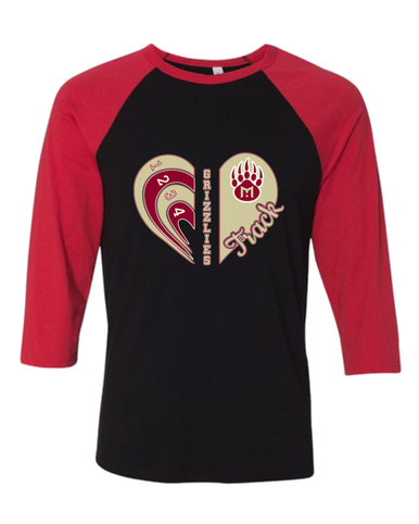 Mission Hills Grizzlies Heart Track Women's Baseball T-Shirt