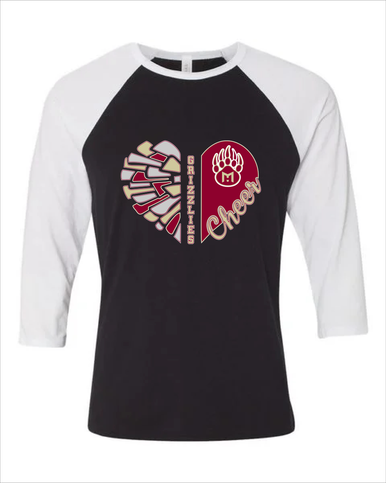 Mission Hills Grizzlies Heart Cheer Women's Baseball T-Shirt