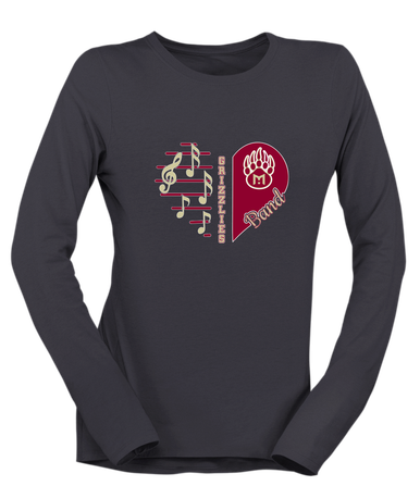 Mission Hills Grizzlies Heart Band Women's Premium LS T-Shirt