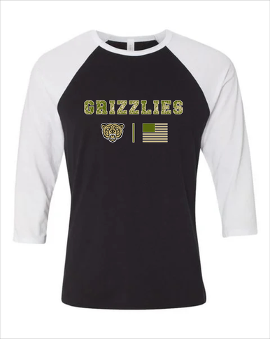 Golden Valley Grizzlies Camo Flag Men's Baseball T-Shirt