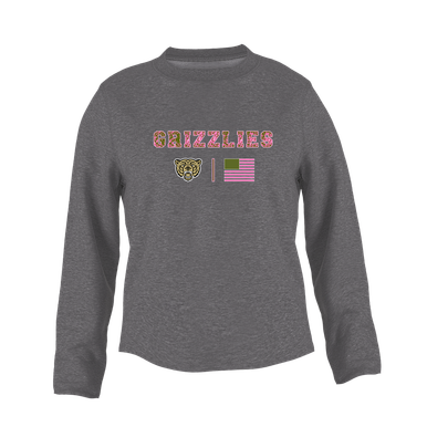 Golden Valley Grizzlies Pink Camo Flag Women's Sweatshirt