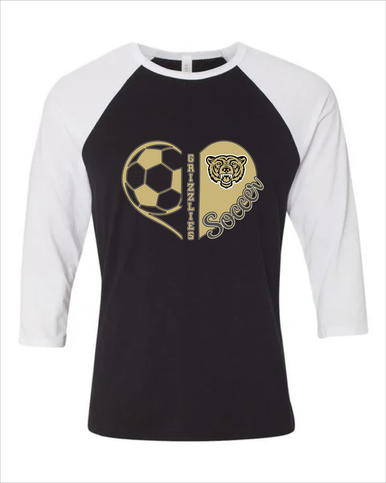 Golden Valley Grizzlies Heart Soccer Women's Baseball T-Shirt