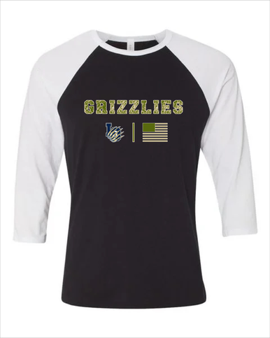 Los Osos Grizzlies LO Script Camo Flag Women's Baseball T-Shirt
