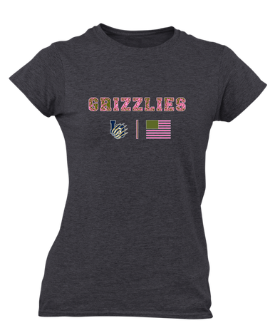 Los Osos Grizzlies LO Script Pink Camo Flag Women's Premium SS T-Shirt