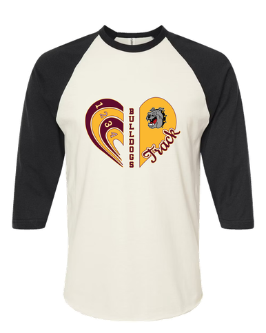 West Covina Bulldogs Heart Track Women's Baseball T-Shirt