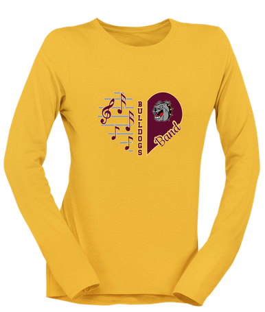 West Covina Bulldogs Heart Band Women's LS T-Shirt