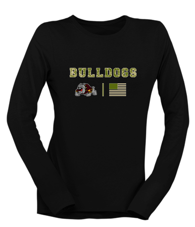 West Covina Bulldogs Design 2 Camo Flag Women's Premium LS T-Shirt