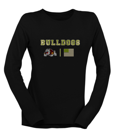 West Covina Bulldogs Design 2 Camo Flag Women's LS T-Shirt