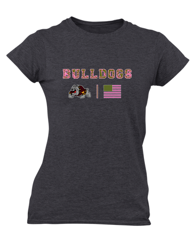 West Covina Bulldogs Design 2 Pink Camo Flag Women's SS T-Shirt