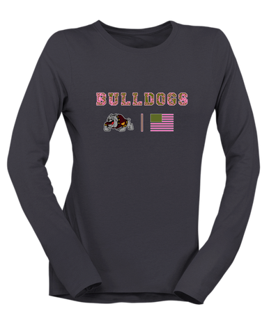 West Covina Bulldogs Design 2 Pink Camo Flag Women's Premium LS T-Shirt