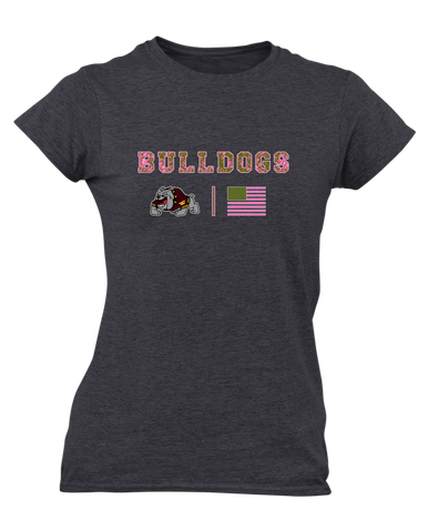 West Covina Bulldogs Design 2 Pink Camo Flag Women's Premium SS T-Shirt