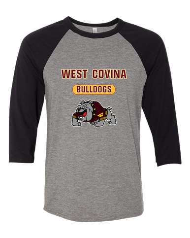 West Covina Bulldogs Design 2 Mascot #3 Women's Baseball T-Shirt