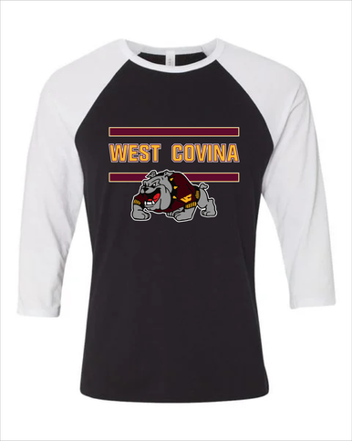 West Covina Bulldogs Design 2 Mascot #4 Women's Baseball T-Shirt