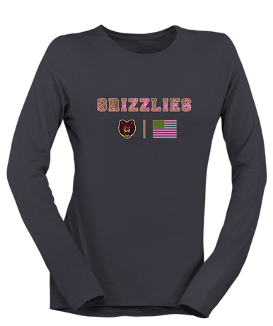 San Lorenzo Grizzlies Pink Camo Flag Women's LS T-Shirt