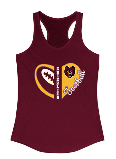San Lorenzo Grizzlies Heart Football Women's Tank Top