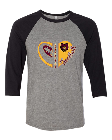 San Lorenzo Grizzlies Heart Football Women's Baseball T-Shirt
